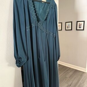 Joyfolie Teal Lace maxi dress